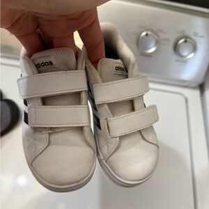 Adidas Kids White and Black Velcro Sneakers